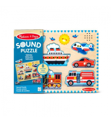 Melissa & Doug träpussel med ljudeffekter transportmedel