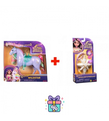 Prisvärt set: Unicorn Academy kammbar enhörning Wildstar 24 cm + halsband med ring
