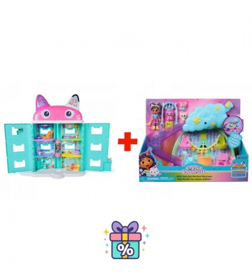 Prisvärt set: Gabbys magiska dockhus i filmen: stort hus från filmen + lekset krubba