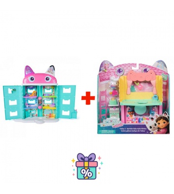 Fördelsset: Gabbys magiska dockhus stort hus från filmen + rum till stort hus kök