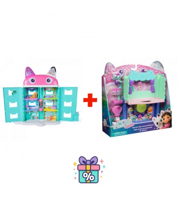Prisvärt set: Gabbys magiska dockhus stor dockhus + badrum