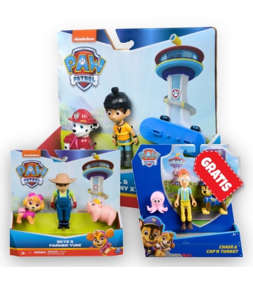 ERBJUDANDE: Paw Patrol Danny X och Marshall + Yumi och Skye + Chase och kapten Turbot GRATIS