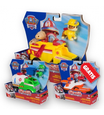 ERBJUDANDE: Paw Patrol Fire Rescue-fordon Rubble + Rocky + Zuma GRATIS