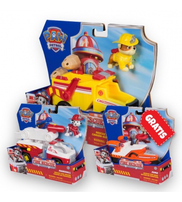 ERBJUDANDE: Paw Patrol Fire Rescue fordon Rubble + Marshall + Zuma GRATIS