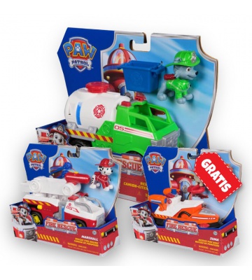 ERBJUDANDE: Paw Patrol Fire Rescue fordon Rocky + Marshall + Zuma GRATIS
