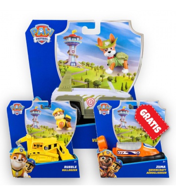 AKTION: Paw Patrol grundläggande fordon Tracker + Rubble + Zuma GRATIS