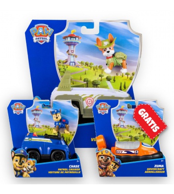 ERBJUDANDE: Paw Patrol grundfordon Tracker + Chase + Zuma GRATIS