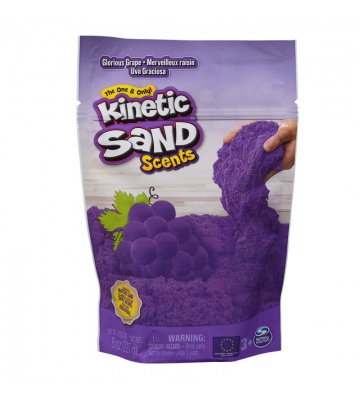 Kinetic Sand förpackning med fruktiga dofter druvor