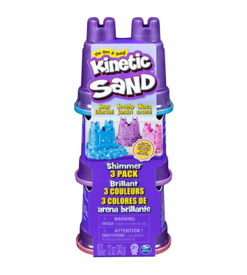 Kinetic Sand tre burkar glittrande sand