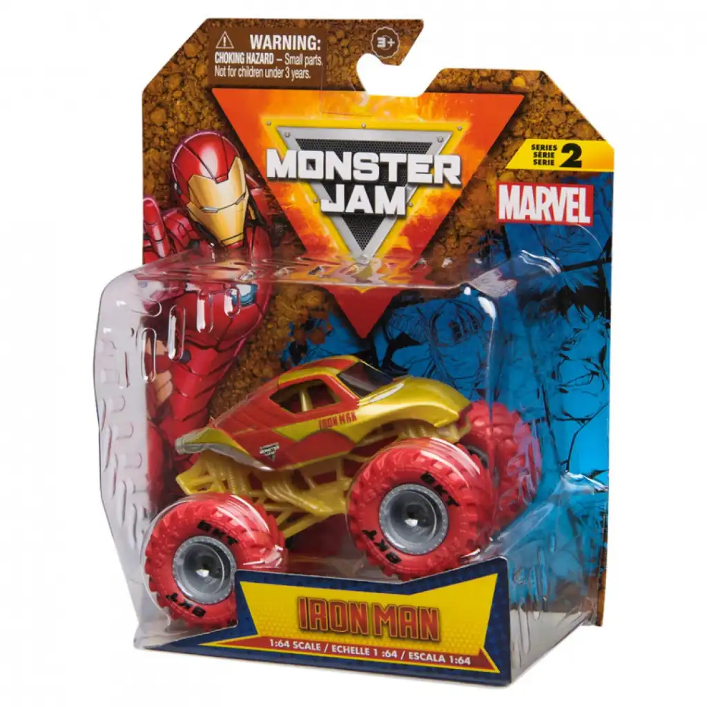 Upplev oändlig action med Iron Man i Monster Jam-arena.