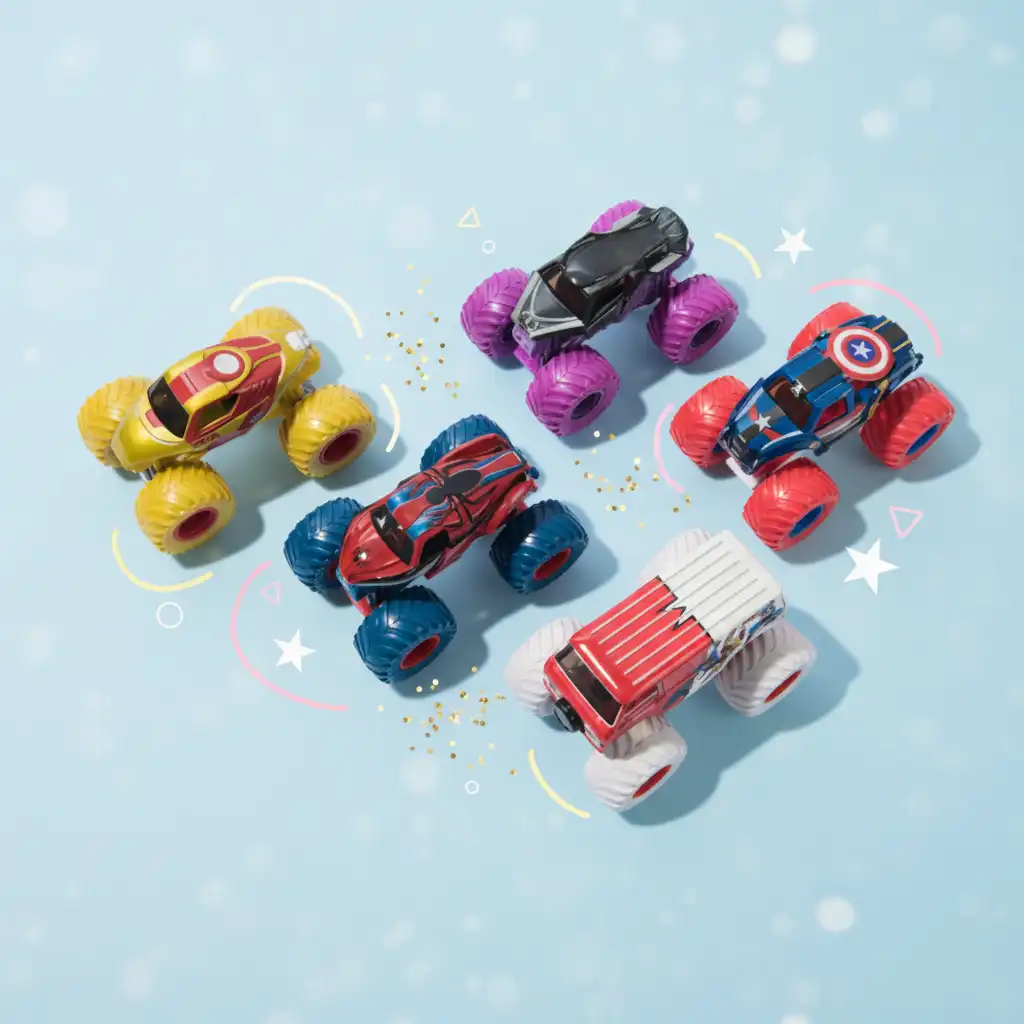Upplev hjältemodiga äventyr i arenan med ikoniska Marvel-trucks.