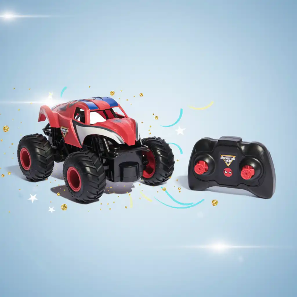 Upplev hjältelika uppdrag med den fjärrstyrda Spider-Man-trucken.